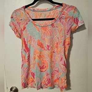 Lilly Pulitzer Resort Wear Tropical Bird Print TShirt Size XS